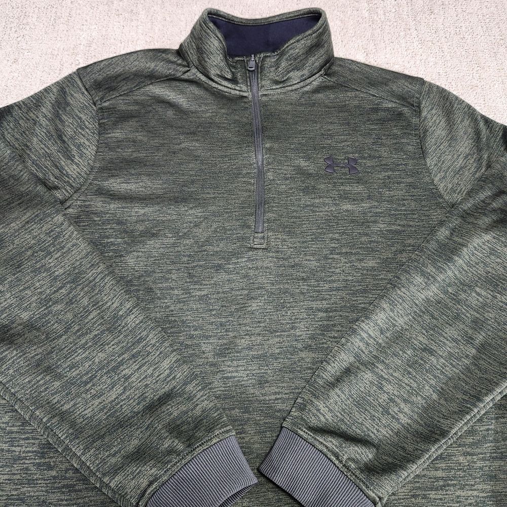 Under Armour Sweater Men M Armour Fleece 1/4 Zip Coldgear Heathered Green Golf